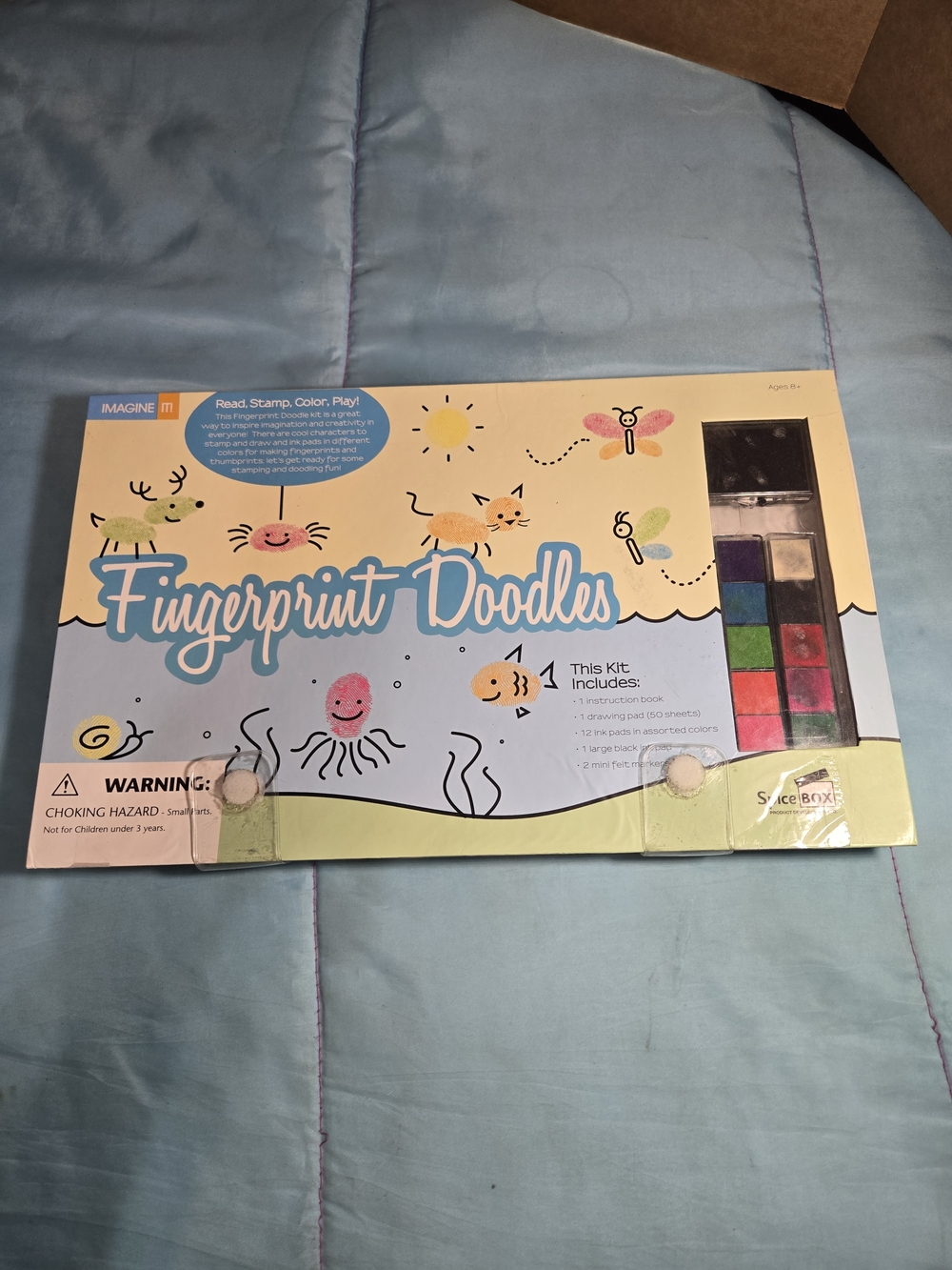 SpiceBox Imagine It Fingerprint Paint Doodles Finger Ink Pad Art Kit Missing Pen